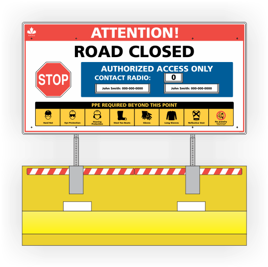 Attention Road Closed Sign On Jersey Barrier - Panneau Stop (737x737), Png Download