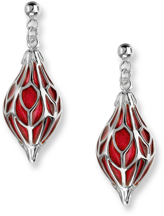 Nicole Barr Designs Sterling Silver Ornament Drop Earrings-red - Red Ornament Drop Earrings - Sterling Silver (800x800), Png Download