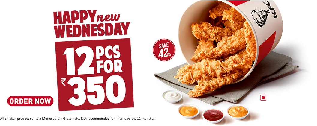 12 Tender, Juicy Boneless Strips With Four Signature - Menu Of Silchar Kfc (1096x420), Png Download
