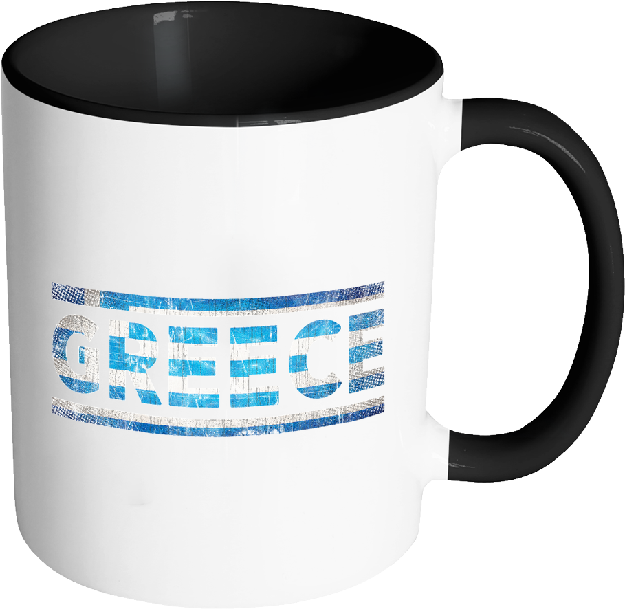 Retro Vintage Flag Greek Greece 11oz Black & White - Coffee Cup Safety (1024x1024), Png Download
