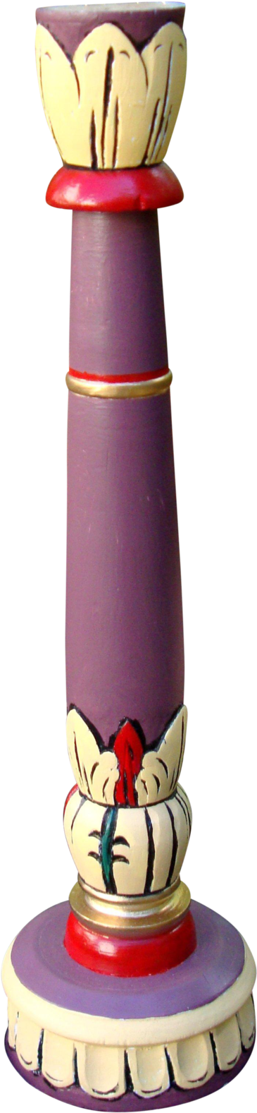 Vintage Painted Gold Indonesian Candle Holder - Cartoon (1090x2048), Png Download