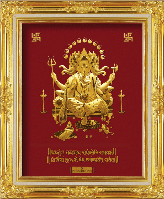 A3 Panchmukhi Ganesha - Odishabazaar Ganesha 24karat Pure Gold Sheet Artwork (838x1000), Png Download