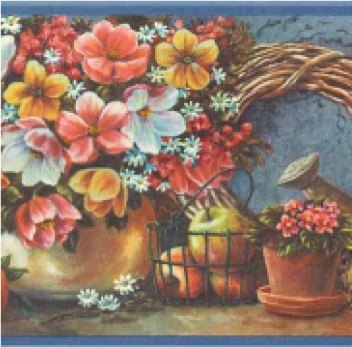 Blue Floral Wallpaper Border $12 - Blue Mountain Cf103261 Floral Wallpaper Border, Blue (900x500), Png Download