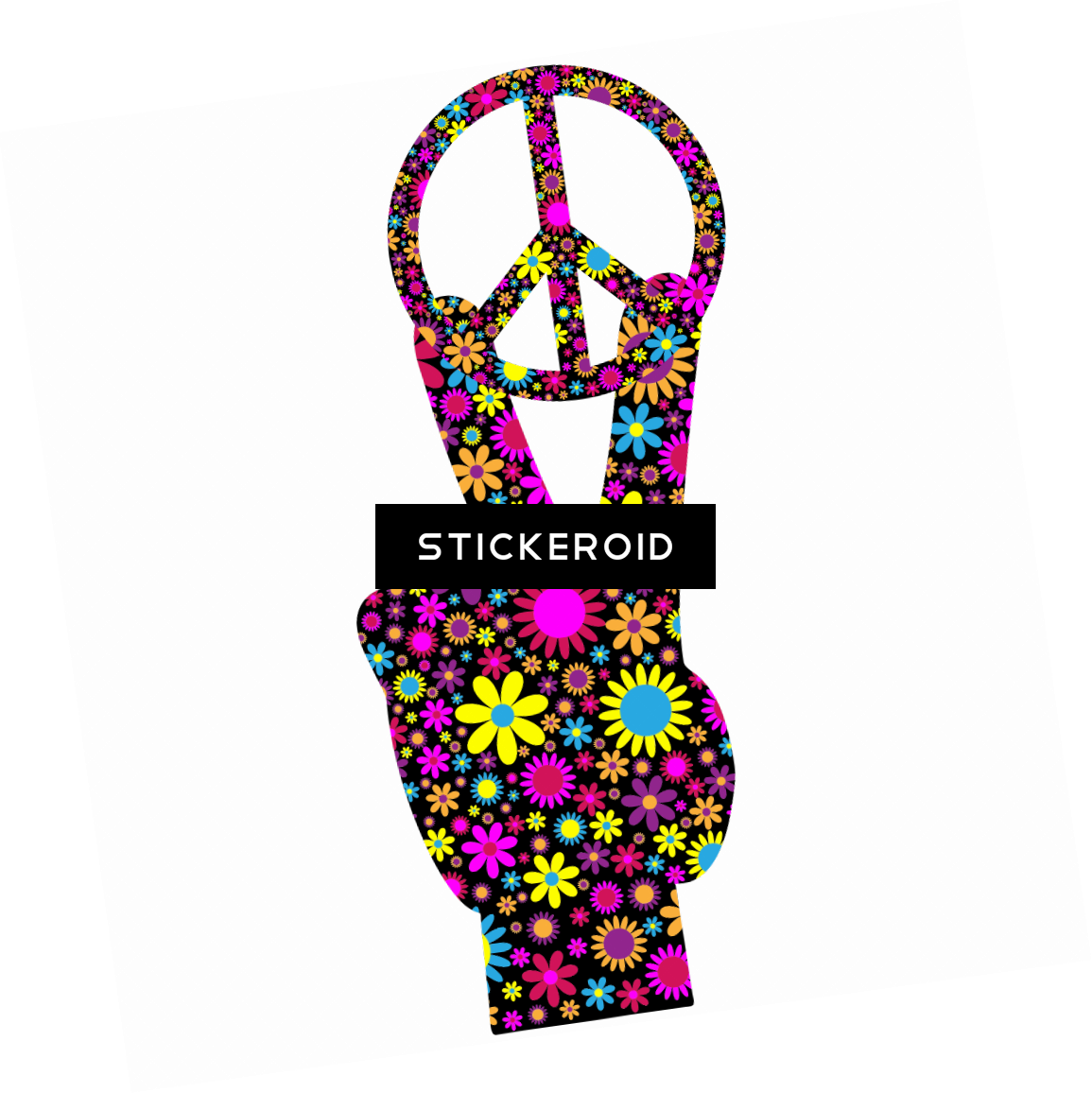 Peace Hippie - Floral Peace Hand Sign Full/queen Duvet Cover (1155x1156), Png Download