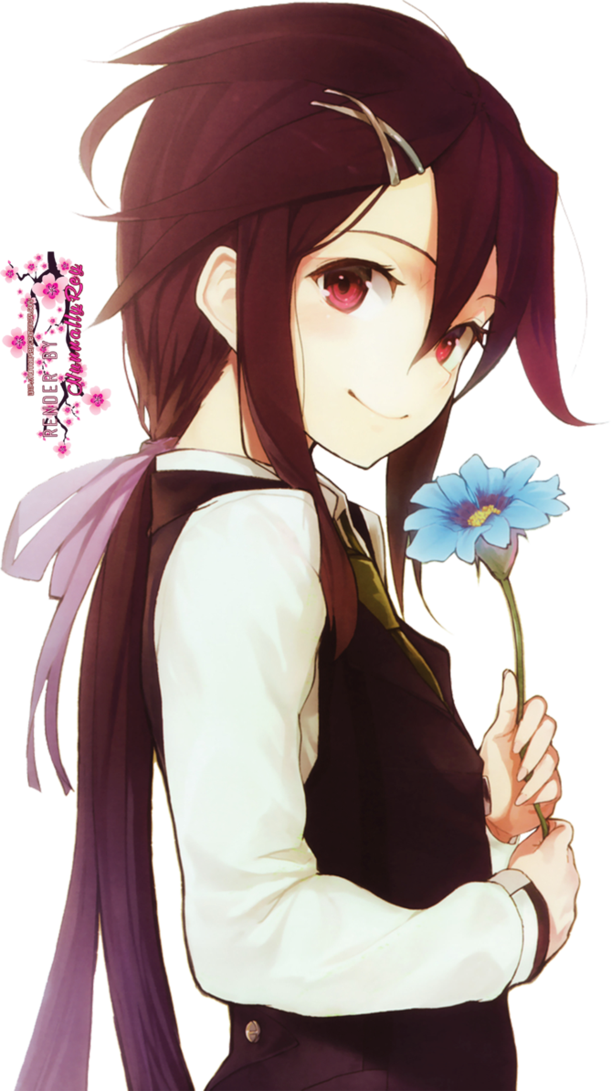Cute Anime Girl - Anime Girl Holding Flower (669x1194), Png Download