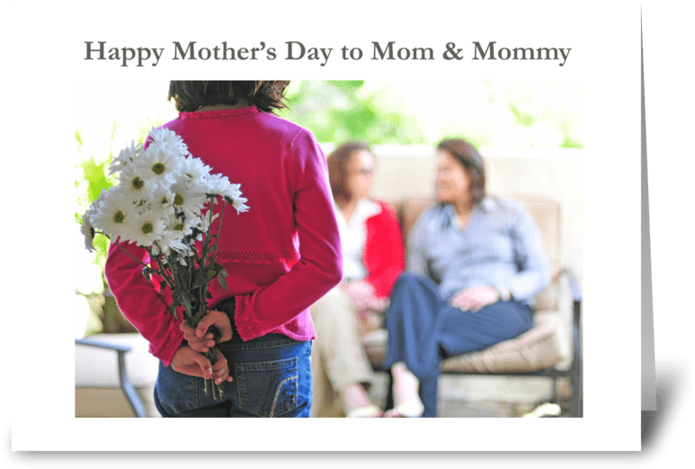 Happy Mother's Day To Mom And Mommy Greeting Card - Bouquet (848x698), Png Download