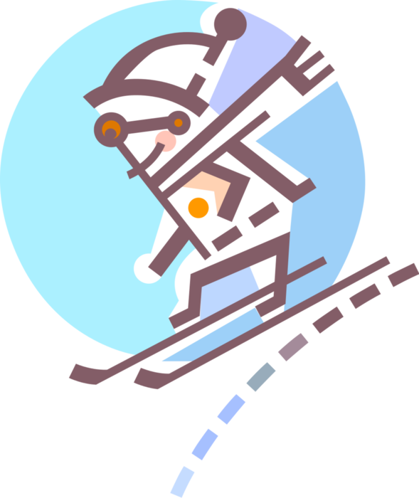 Vector Illustration Of Downhill Alpine Skier Skiing - Graphic Design (589x700), Png Download