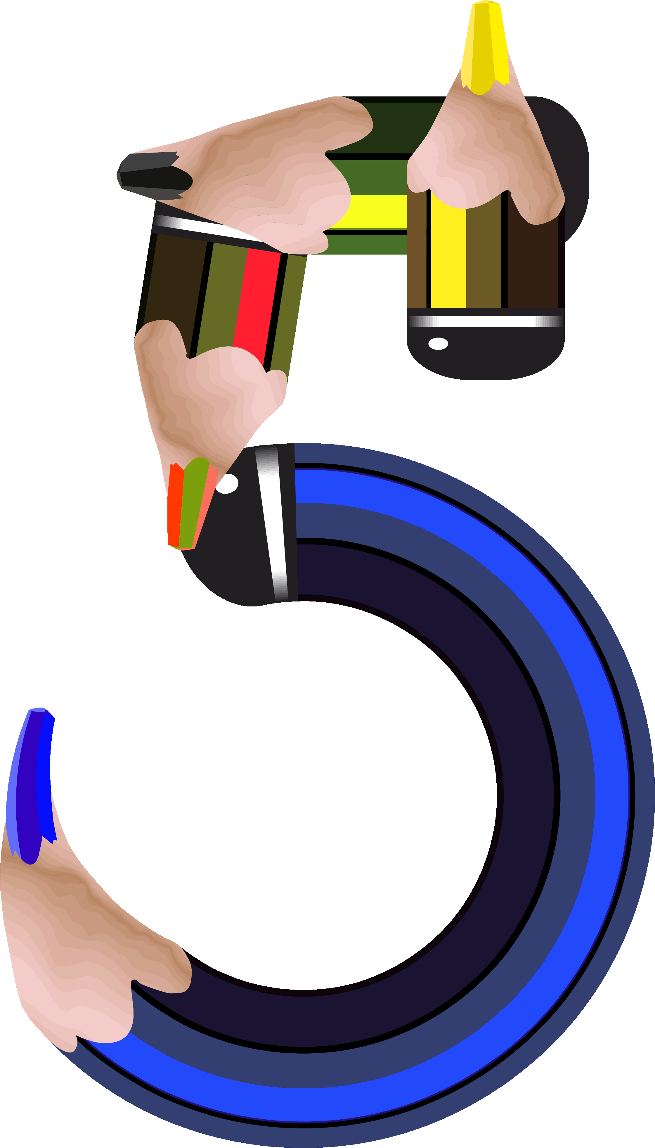 Five Clipart Pencil - Pencil Numbers Clipart (2520x4033), Png Download