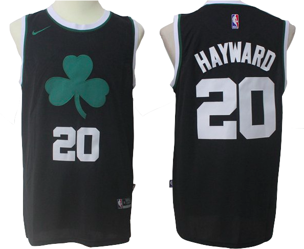 Boston Celtics Jersey - Gordon Hayward Black With Cloverleaf (593x498), Png Download