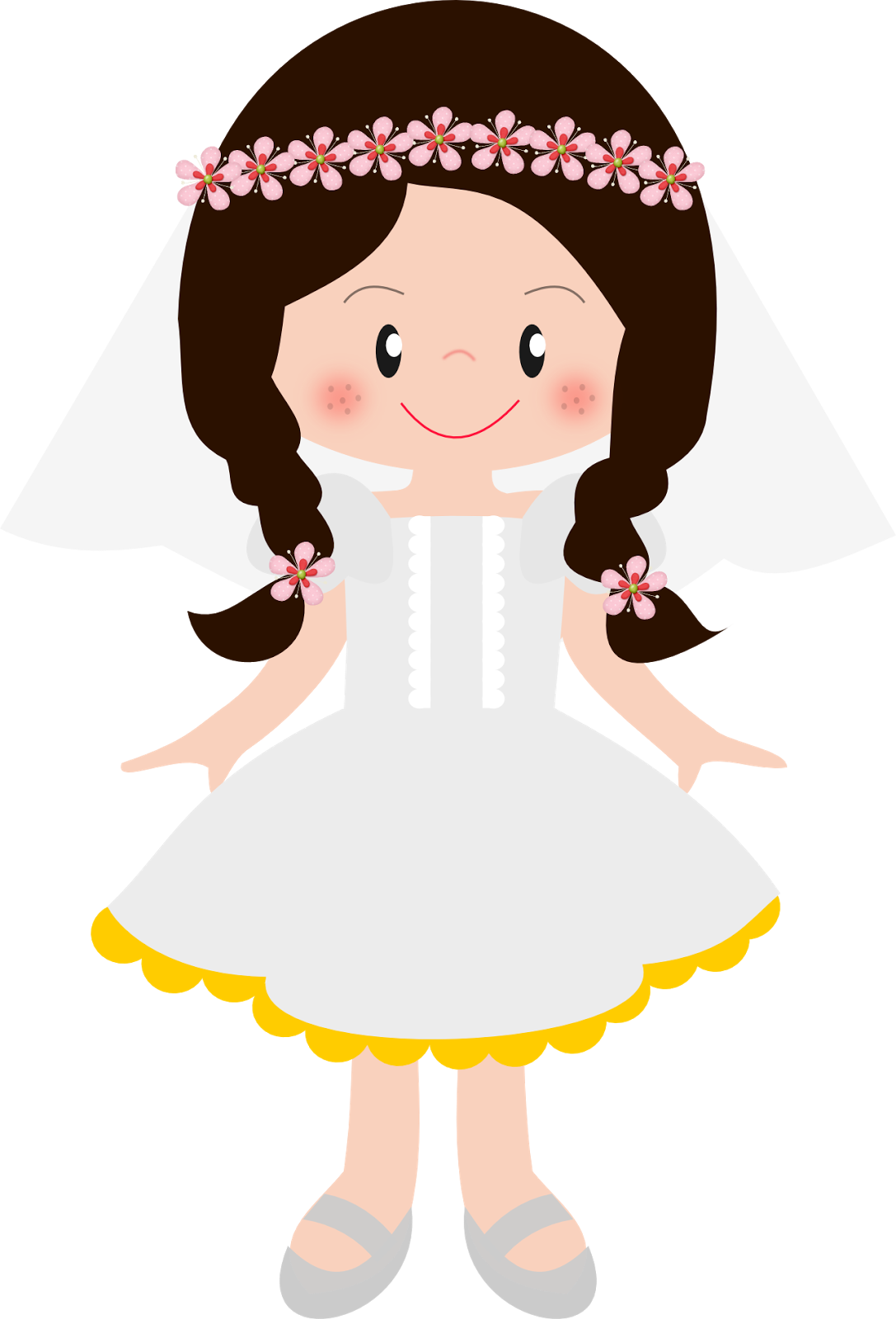 Clipart De Niñas En Su Primera Comunión - Molde Boneca Festa Junina (1087x1600), Png Download