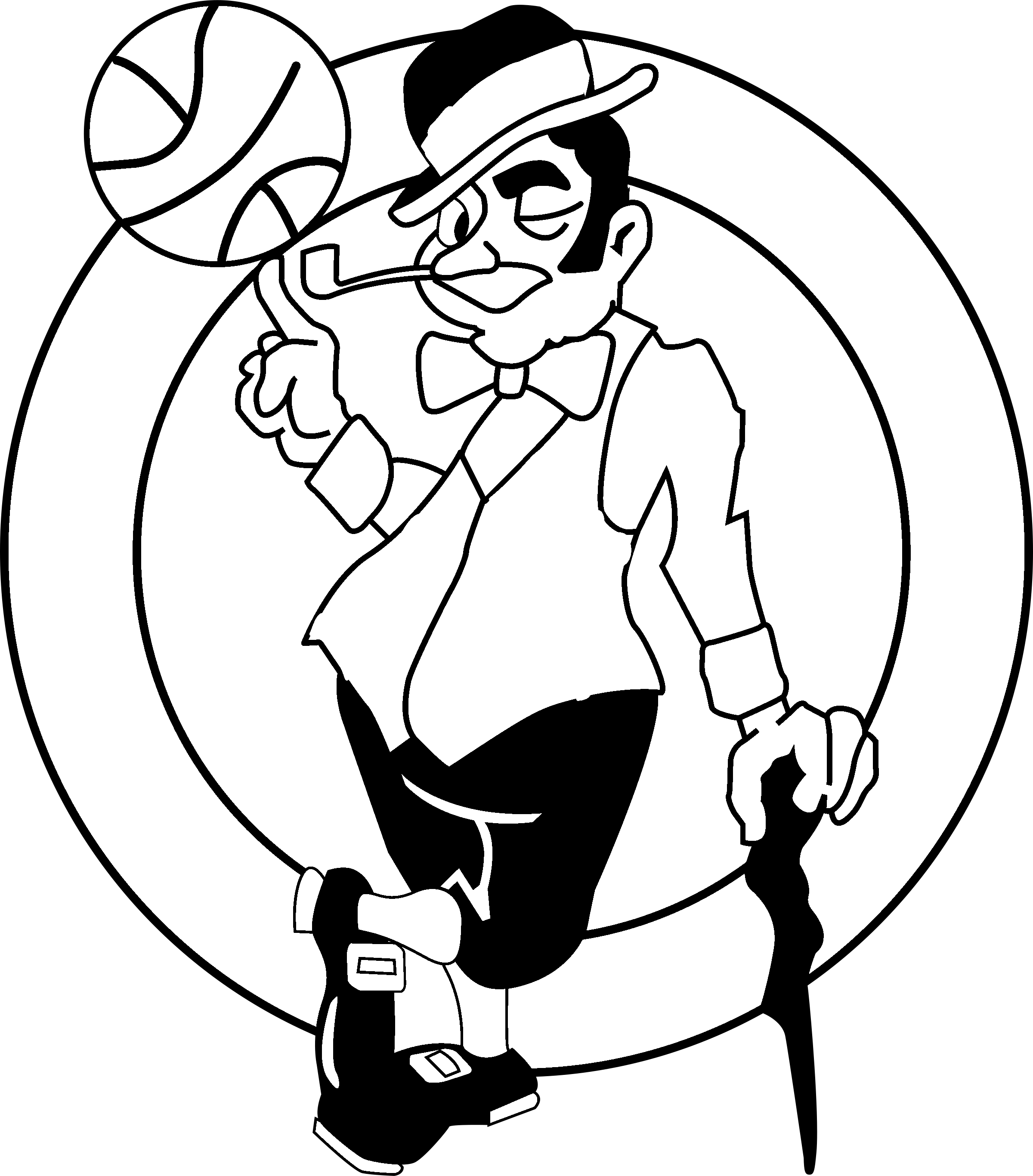 Boston Celtics 1 Logo Black And Ahite - Boston Celtics (2400x2733), Png Download