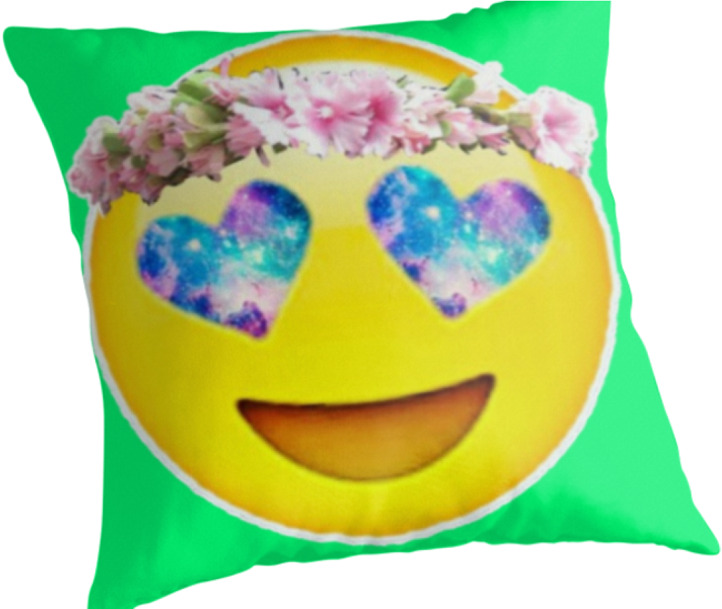 Flower Crown Galaxy Eyes Emoji Throw Pillows By Lucie - Emoji With Flower Crown (1368x855), Png Download
