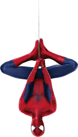 Spiderman Background Png Spider Man - Spiderman Hanging Upside Down Clipart (272x479), Png Download