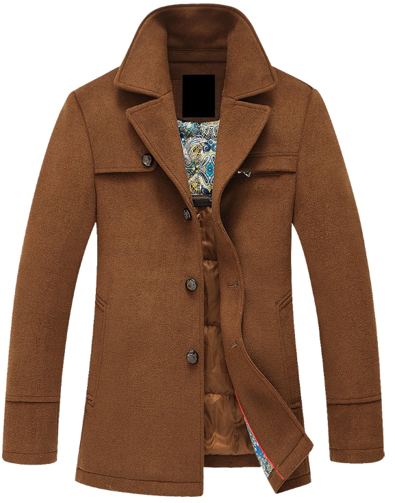 Pea Coat Png Photo - Mens Brown Pea Coat (583x732), Png Download