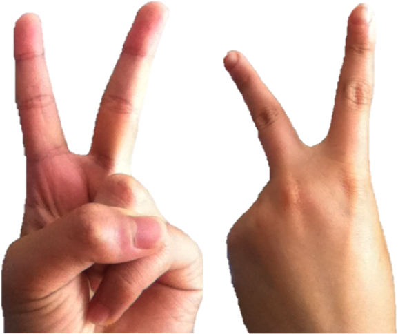 The V Finger Signs - Peace Vs Fuck Off (610x497), Png Download