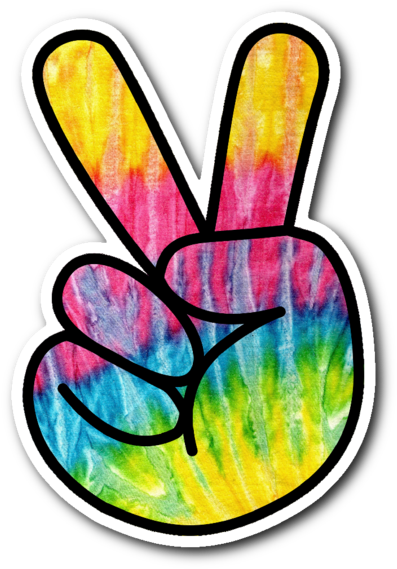 Tie Dye Peace Fingers Vinyl Die Cut Sticker - Psychedelic Peace Sign (600x600), Png Download