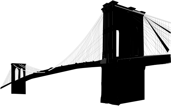 Brooklyn Drawing Bridge New York City - Brooklyn Bridge Outline (600x487), Png Download