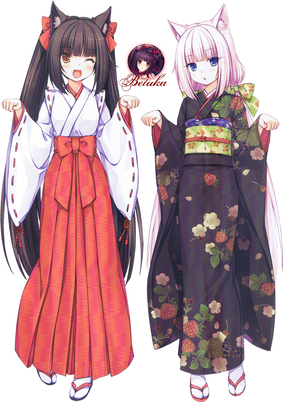 Render Hybrides Renders Chocola Vanilla Kimono Sayori - Anime Girl Chocolate And Vanilla (1000x1407), Png Download