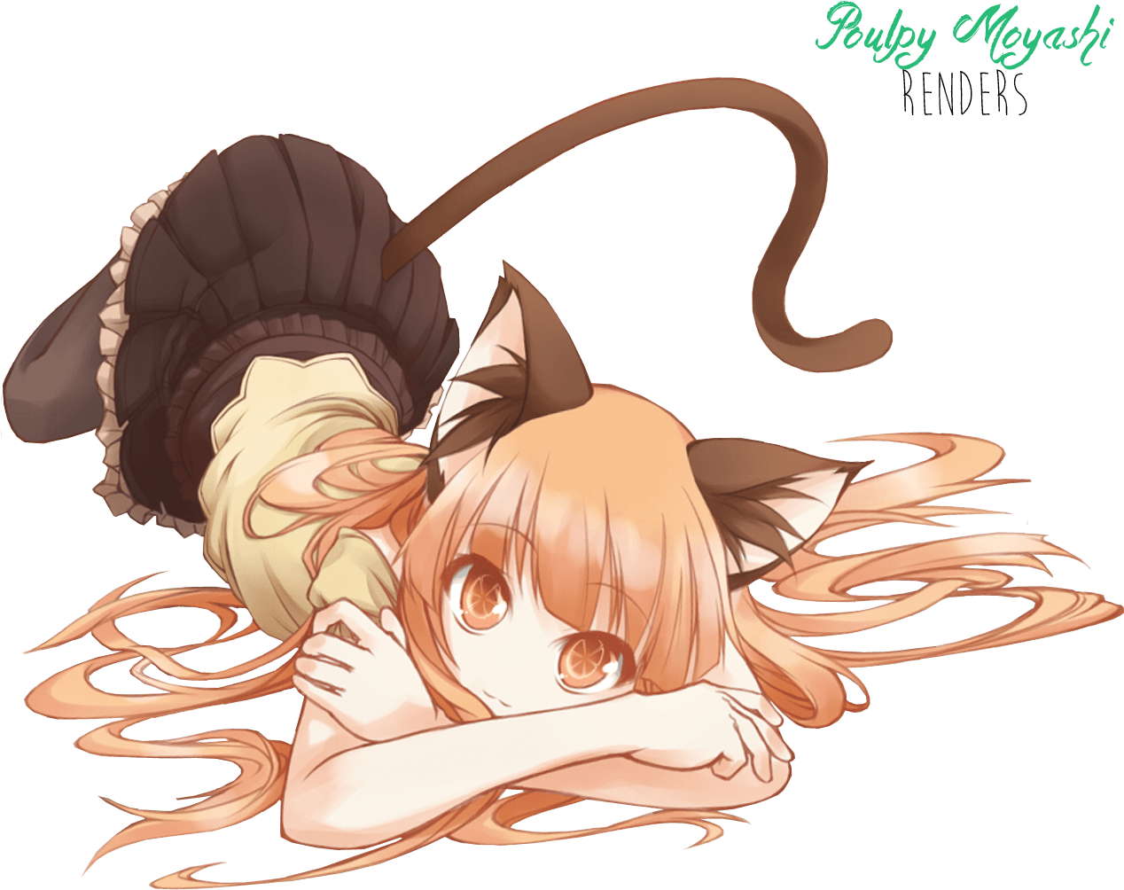 Anime Neko Girl Wallpapers "> - Anime Neko Girl With Orange Hair (1280x1024), Png Download
