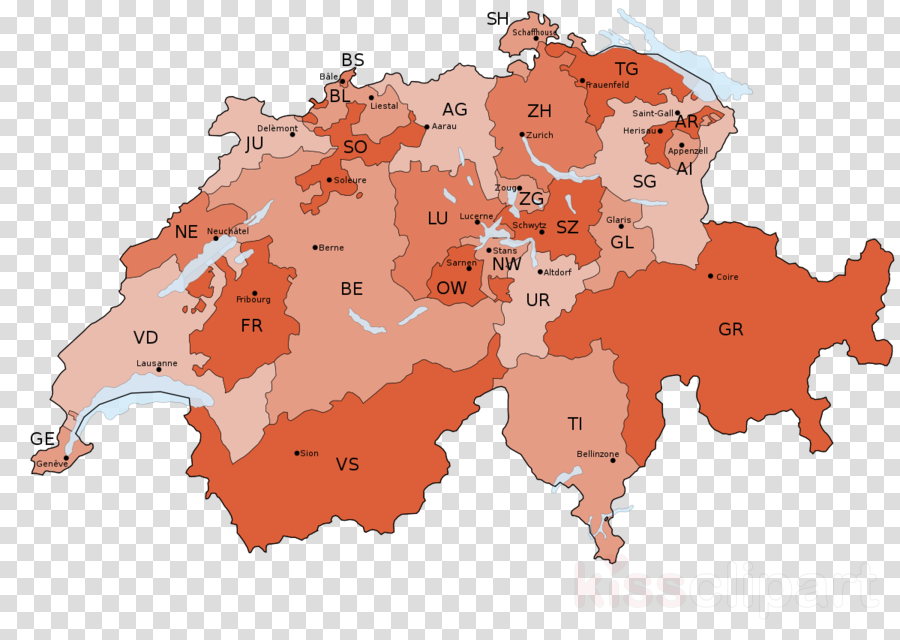 Download Switzerland Cantons Png Clipart Cantons Of - Tourist Map Of Switzerland Cities (900x640), Png Download