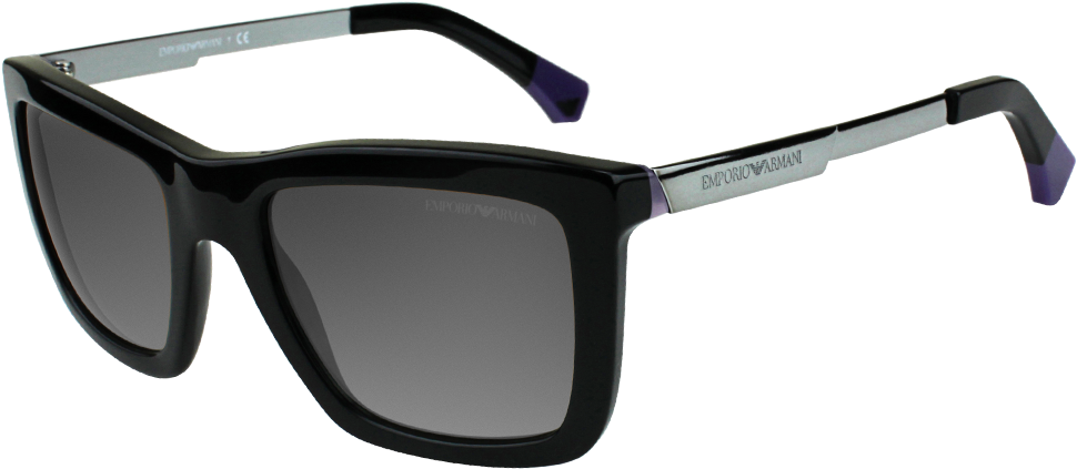 Emporio Armani Ea4017 Black Violet Sunglasses Zoom - Gamt Metal Frames Brand Design Fashion Cat Eye Round (1000x600), Png Download