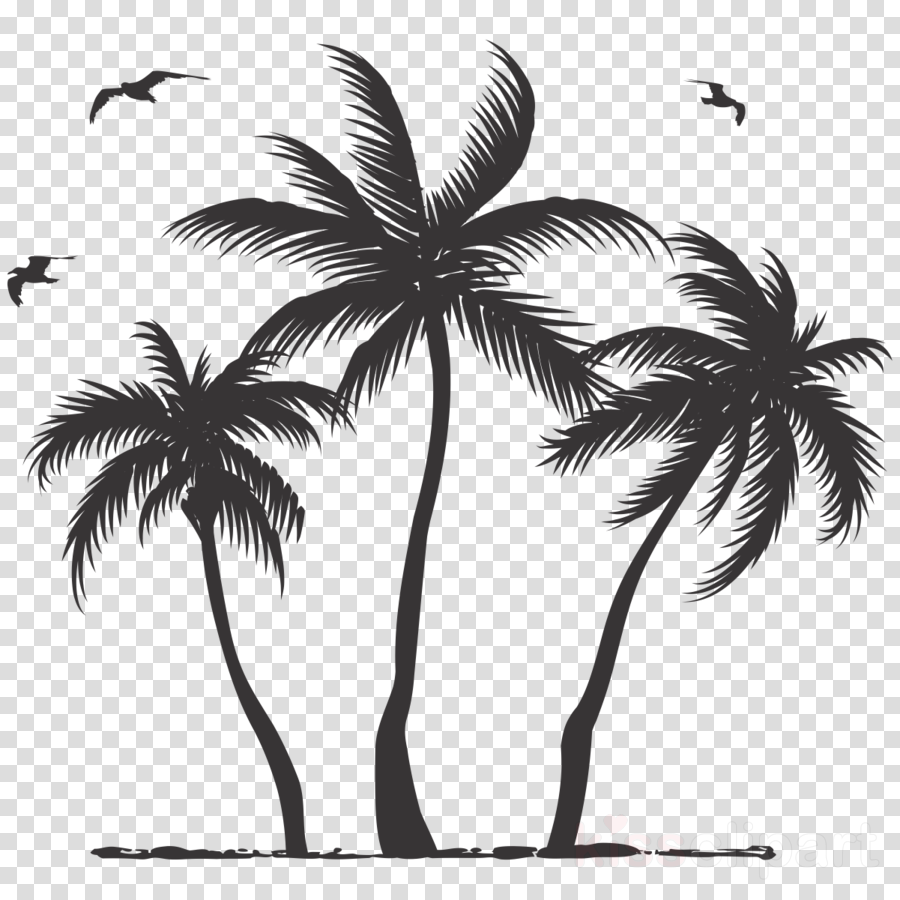 Download Palm Tree Silhouette Clipart Palm Trees Clip - Island Breeze Twin Duvet (900x900), Png Download