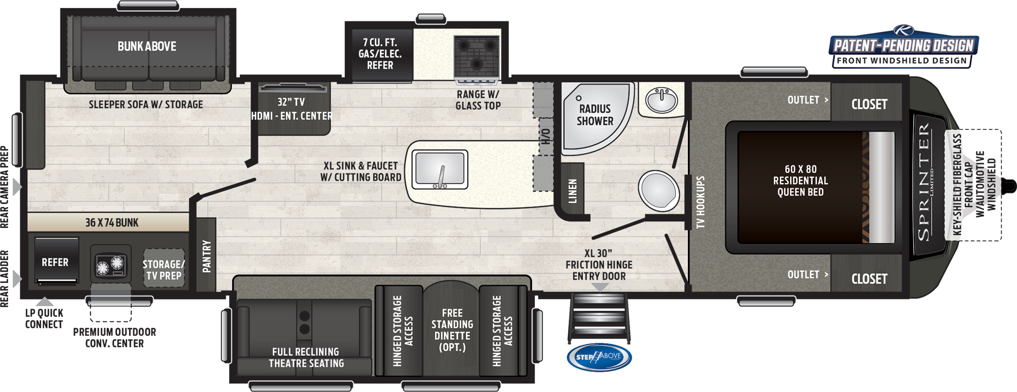 Sprinter Limited 325bmk Travel Trailer - Recreational Vehicle (2000x772), Png Download