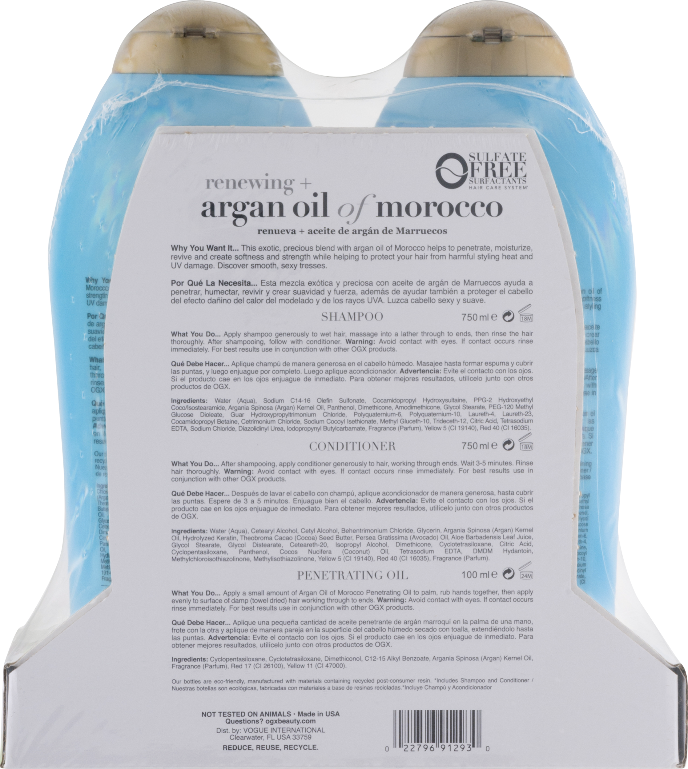 Ogx Renewing Argan Oil Of Morocco 3-piece Value Pack, - Car Seat (2235x2500), Png Download