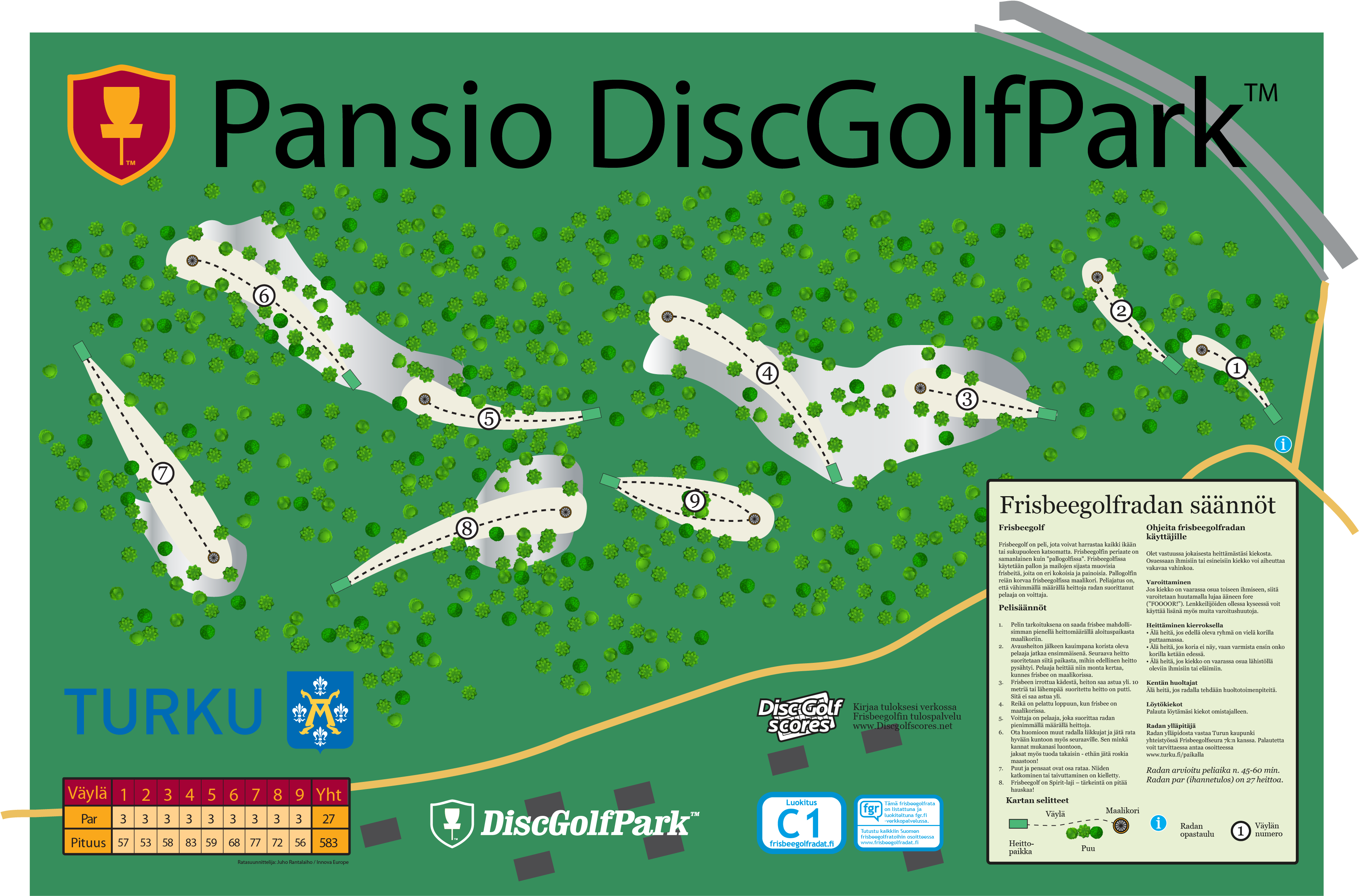 Pansio Turku Ratakartta 2014 - Pansio Disc Golf Park (3602x3125), Png Download