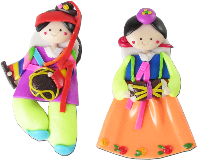 Memo Holder Pair Of 10 Pcs 05 - 10pairs(20pcs) Korean Doll Fridge Magnets Hanbok Couple (700x573), Png Download