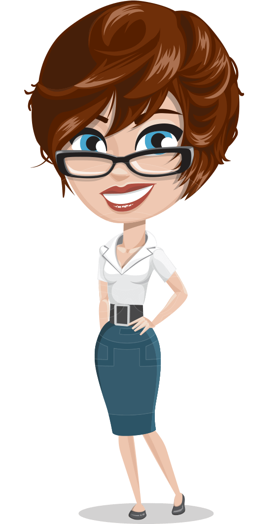 Jpg Black And White Stock Cartoons Vector Female - Office Girl Vector Png (581x1060), Png Download