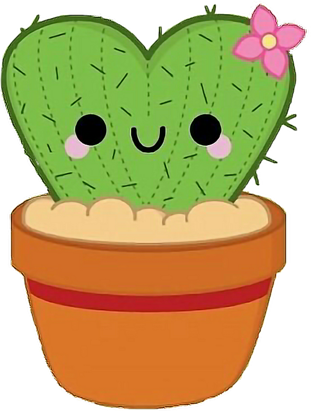Cactus Flower Plant Kawaii Cute Tumblr Freetoedit Png - Cute Cactus Clipart Png (564x744), Png Download
