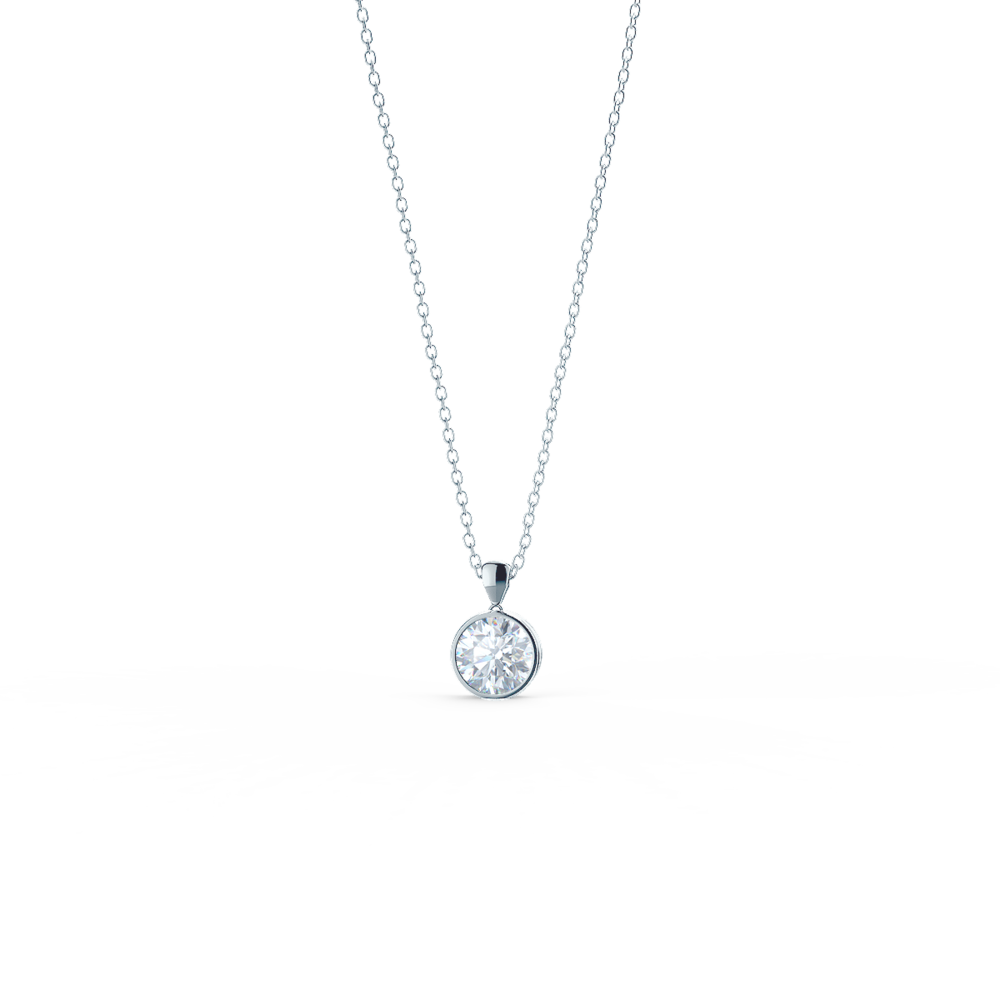 White Gold Lab Diamond Bezel Set Necklace - Necklace (1000x1000), Png Download