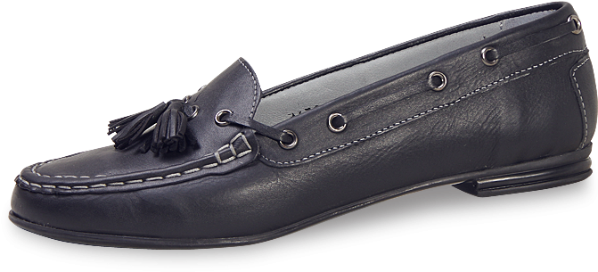 Black Lady Moccasins With Decorative Fringes Снимка - Black (715x514), Png Download