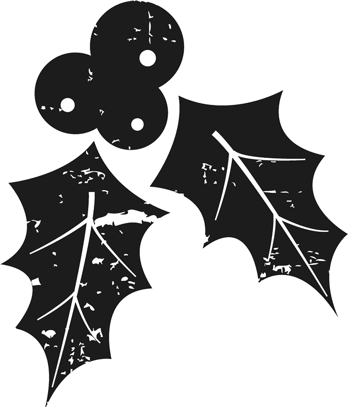 Distressed Holly & Berries Rubber Stamp - Rubber Stamping (800x800), Png Download