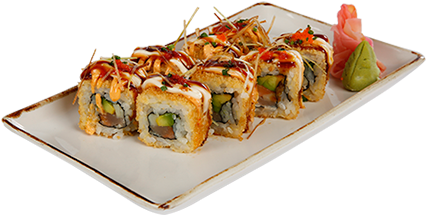 High Angle Picture Of Our Katsu Sushi Roll On A White - Chef Special Roll Wagamama (560x560), Png Download