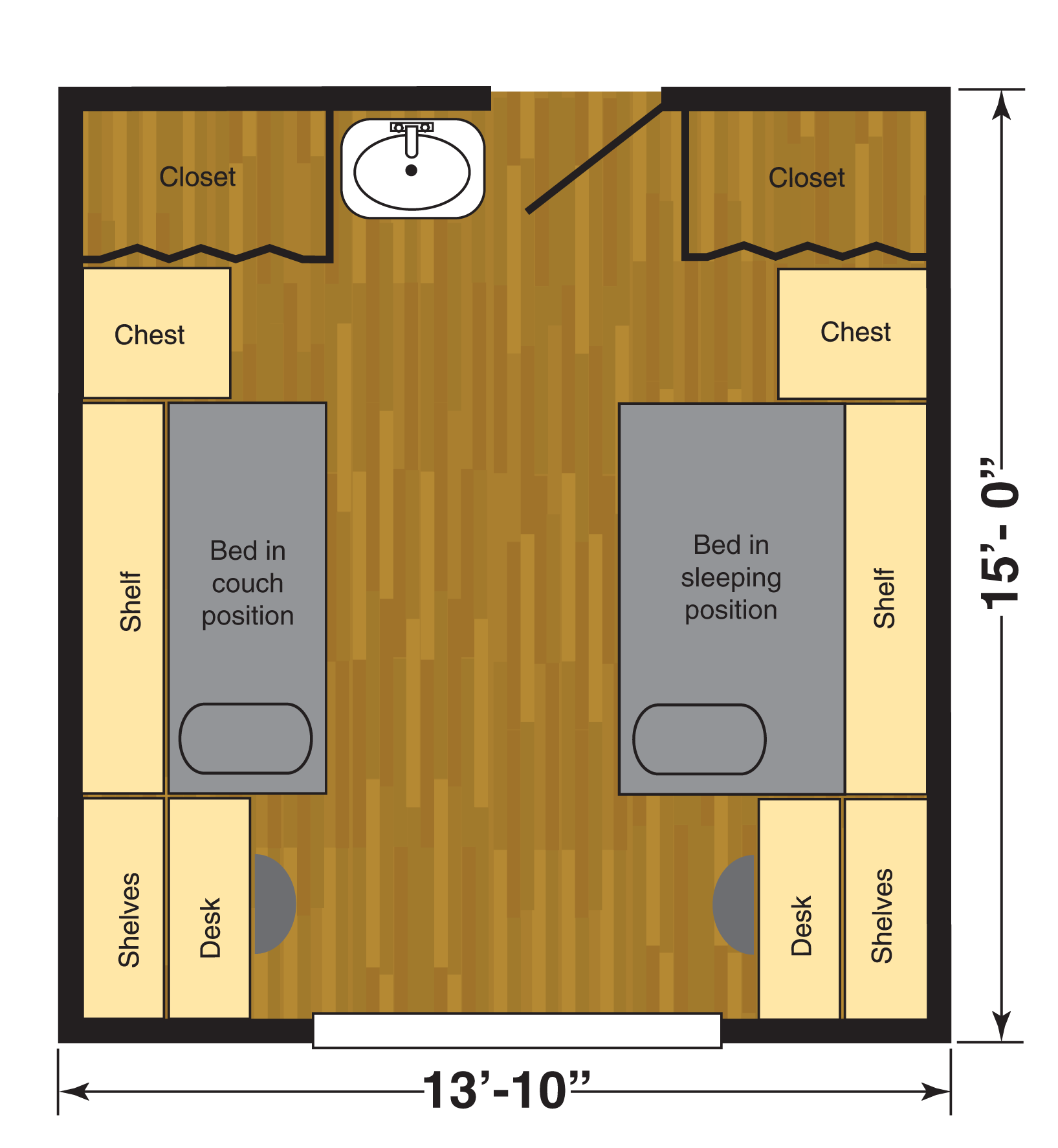 Non-movable Furniture Layout - Texas Tech University (1800x2000), Png Download