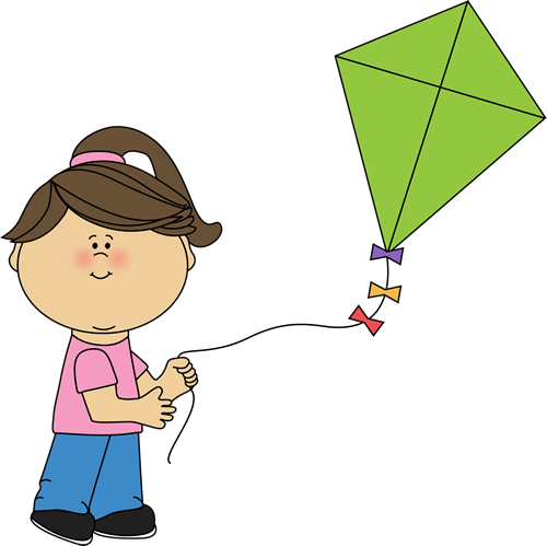 Girl Flying A Kite - Flying Kite Clip Art (500x499), Png Download