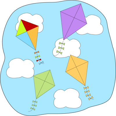Red Kite Clipart The Sky Clip Art - Clip Art Of Kites (400x399), Png Download