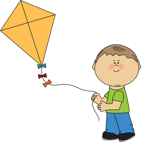 Kite Clipart Boy Flying A Kite - Flying A Kite Clipart (494x500), Png Download