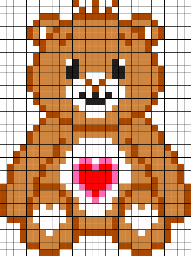 Care Bear Tenderheart Bear Perler Bead Pattern / Bead - Pixel Art Care Bears (610x820), Png Download