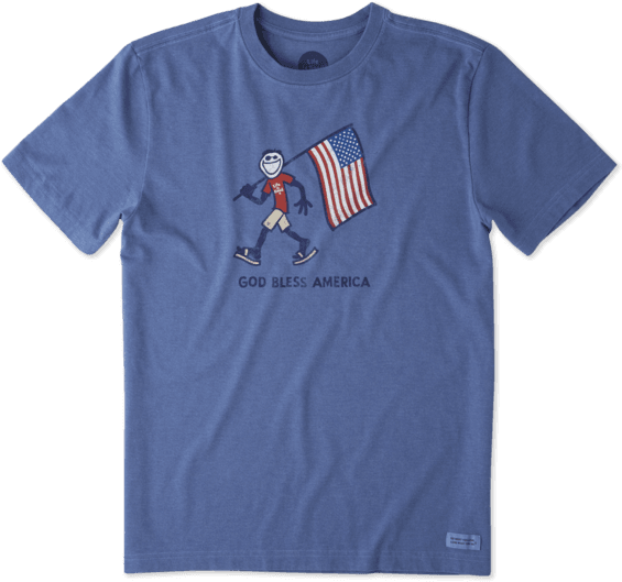 Men's God Bless America Crusher Tee - Life Is Good Patriotic Shirt (570x570), Png Download