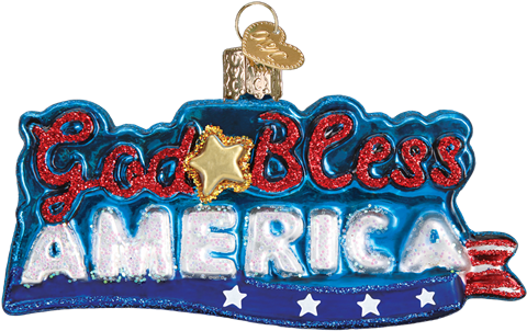 God Bless America Patriotic Hanging Christmas Ornament (516x516), Png Download