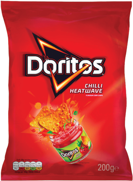 Doritos Chilli Heatwave Flavour Corn Chips 200g - Doritos Chilli Heatwave (800x800), Png Download