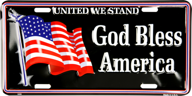 United We Stand God Bless America Usa Us American Flag - God Bless America License Plate [automotive] (640x320), Png Download