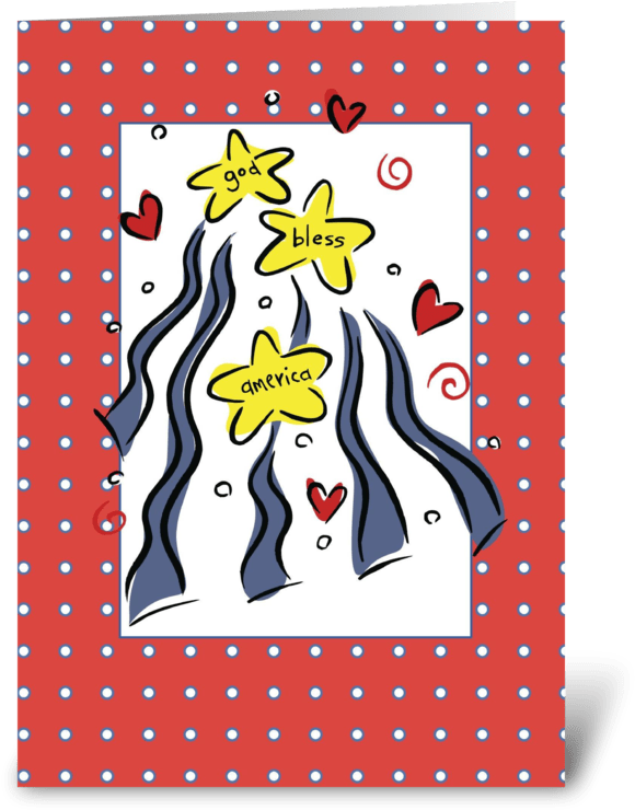 3307 July 4, God Bless America Greeting Card - Celebrate Veterans Day, With Stars And Stripes Card (700x792), Png Download