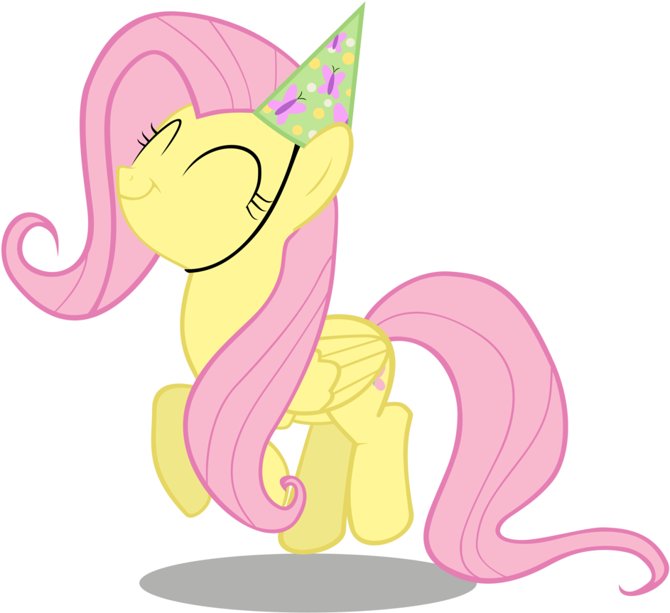Coldbologna, Fluttershy, Happy, Hat, Party Hat, Safe, - My Little Pony Fluttershy Birthday (1024x1024), Png Download