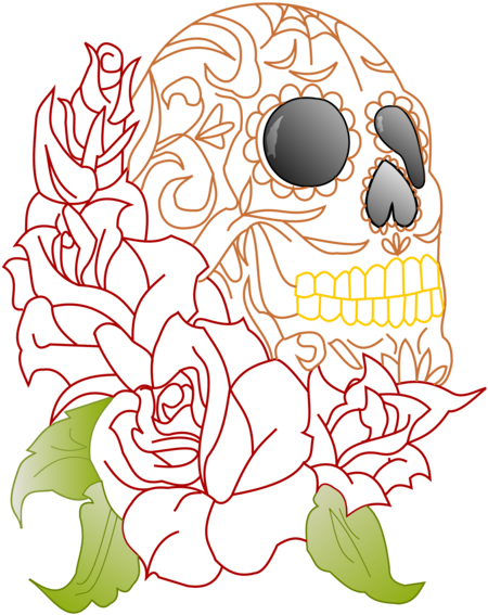 Calavera Human Skull Symbolism Human Skeleton Rose - Roses With Skull Head (530x750), Png Download