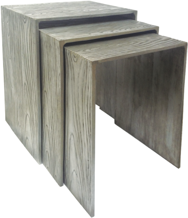 Cast Aluminum W/wood Grain Texture Finishes - Tuck Oly Wood Grain Metal Nesting Tables - Pair (740x740), Png Download