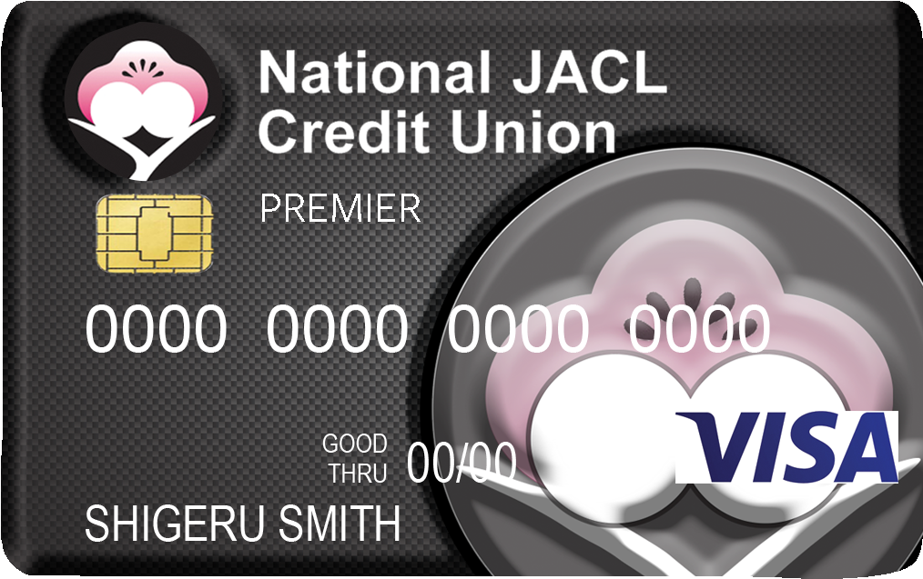 Jacl Credit Union Black Visa Card With Plum Blossum - Visa (1088x713), Png Download